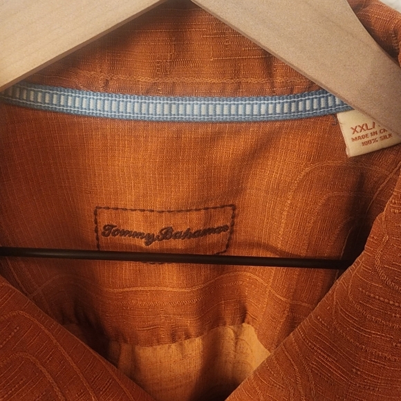 Tommy Bahama 100% Silk Orange Crosshatch Button Down Shirt Mens XXL - Picture 4 of 9
